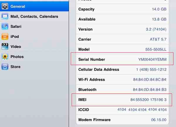 Kiểm tra iMei iPad Air 2