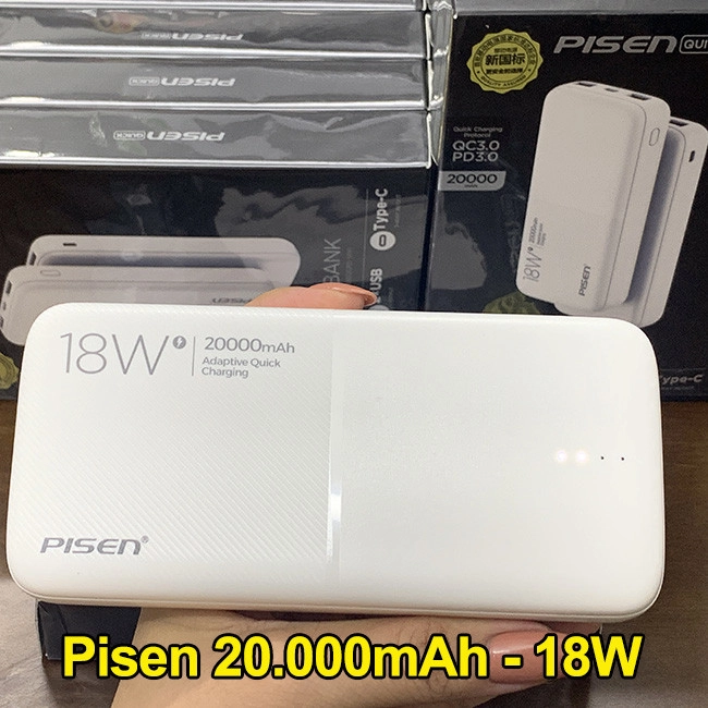 Pin, Sạc dự phòng Pisen Quick QP3 10000mAh, 20000mAh (2xQC, 1xPD 18W, Type C)