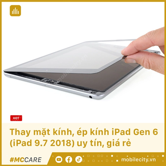 Thay mặt kính, ép kính iPad Gen 6 (iPad 9.7 2018)