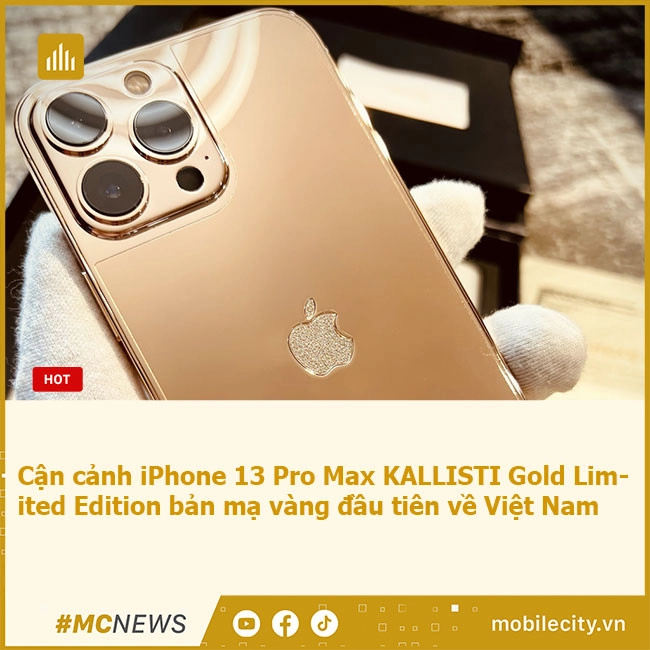 Chỉ dành cho những người đam mê điện thoại cao cấp - iPhone 13 Pro Max KALLISTI Gold Limited Edition sẽ khiến bạn say đắm chỉ nhìn qua hình ảnh cũng đủ thôi. Thiết kế lộng lẫy và bắt mắt, KALLISTI Gold giới hạn phiên bản sẽ khiến bạn cảm thấy đặc biệt khi sở hữu nó.