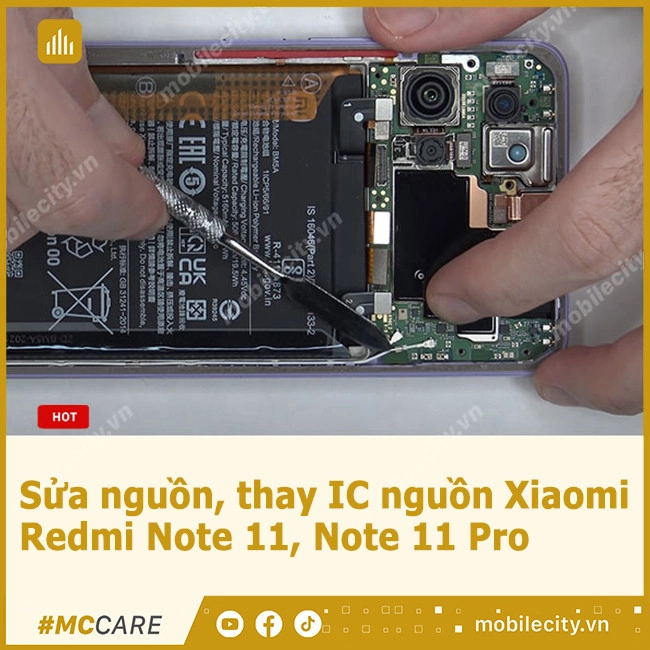 Sửa nguồn, thay IC nguồn Xiaomi Redmi Note 11, Note 11 Pro