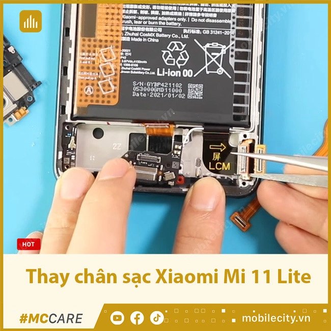 Thay chân sạc Xiaomi Mi 11 Lite