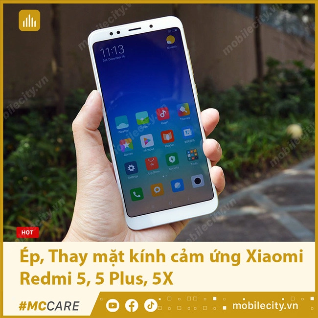 Ép, Thay mặt kính cảm ứng Xiaomi Redmi 5, 5 Plus, 5X