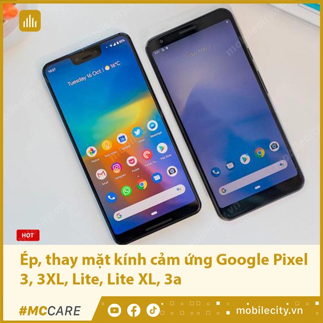 Ép, thay mặt kính cảm ứng Google Pixel 3, 3XL, Lite, Lite XL, 3a