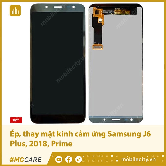 Ép, Thay mặt kính cảm ứng Samsung Galaxy J6, Plus, 2018, Prime.