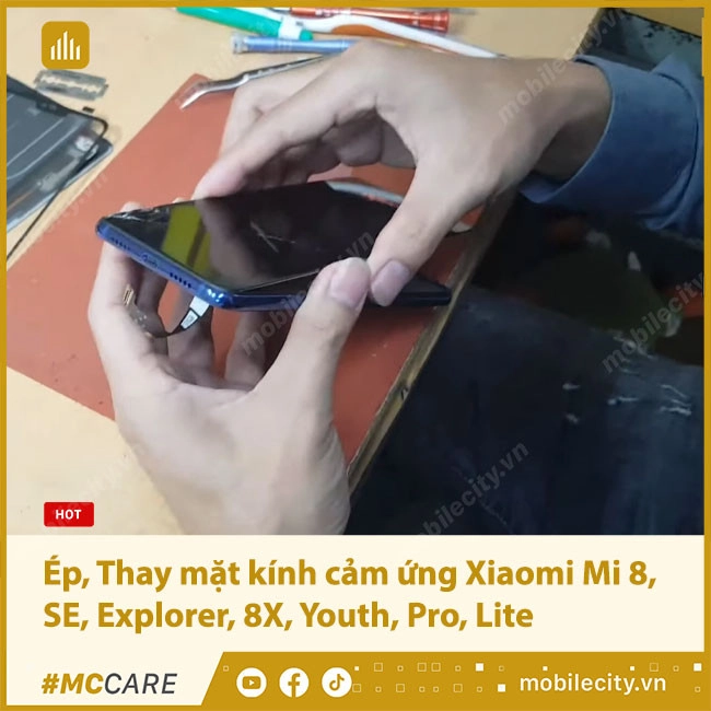 Ép, Thay mặt kính Xiaomi Mi 8 Lite, SE, Explorer, 8X, Youth, Pro