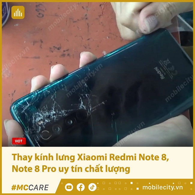 Thay kính lưng, nắp lưng Xiaomi Redmi Note 8, Note 8 Pro