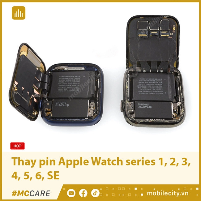 Bảng giá thay pin Apple Watch series 1, 2, 3, 4, 5, 6, SE chính hãng, lấy ngay