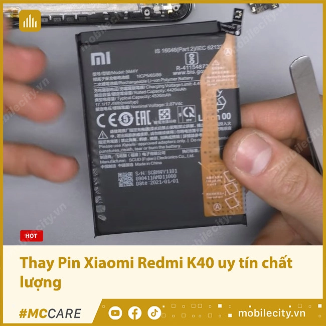 Thay pin xiaomi Redmi K40