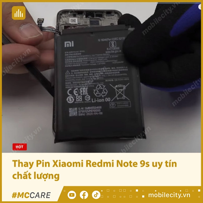 Thay pin Xiaomi Redmi Note 9s