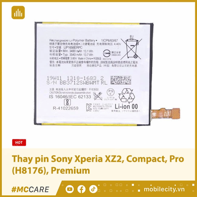 Thay pin Sony Xperia XZ2, Compact, Pro (H8176), Premium