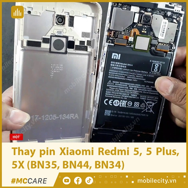 Thay Pin Xiaomi Redmi 5, 5 Plus, 5X lấy ngay, giá rẻ, chính hãng