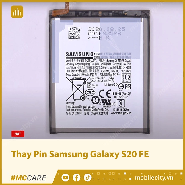 Thay Pin Samsung Galaxy S20 FE Chính hãng, GIÁ RẺ, Uy tín