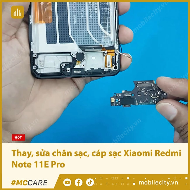 Thay, sửa chân sạc, cáp sạc Xiaomi Redmi Note 11E Pro