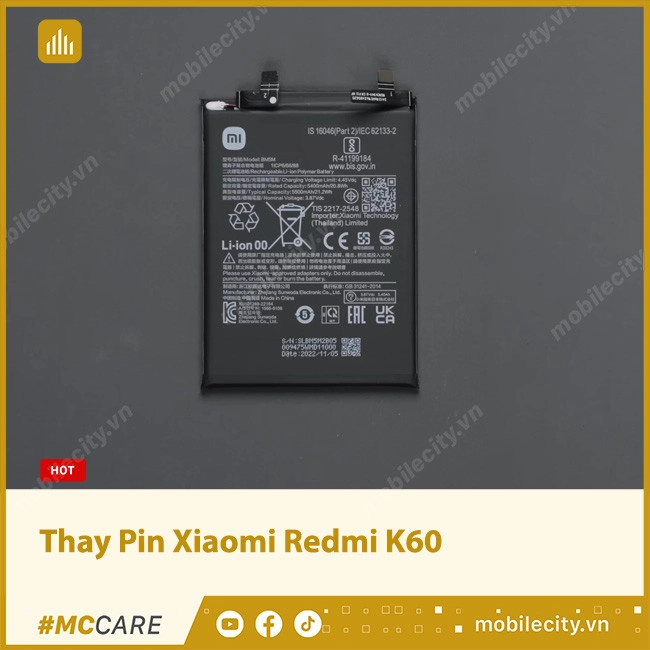 Thay Pin Xiaomi Redmi K60