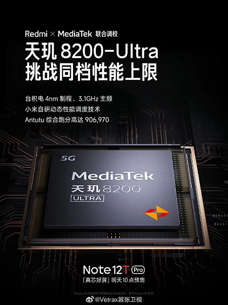 Redmi Note 12t Pro Ra Mắt Chip Dimensity 8200 Ultra Siêu Mạnh 6650