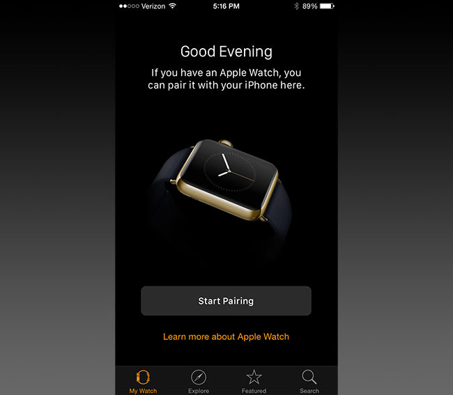 Chọn Start Pairing trong ứng dụng trên iPhone