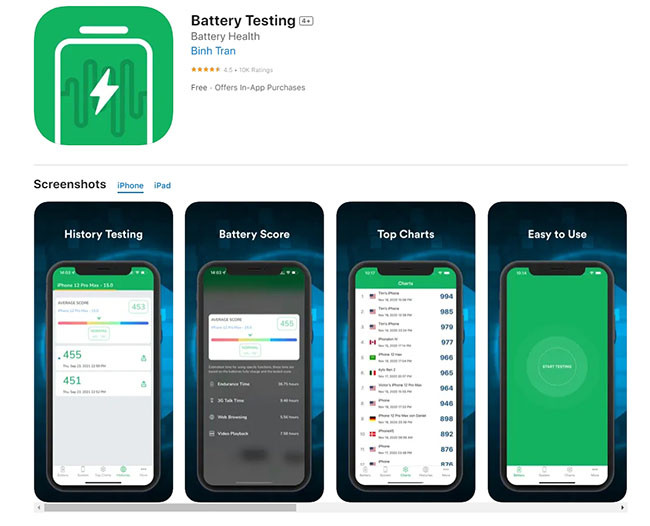 Ứng dụng Battery Testing