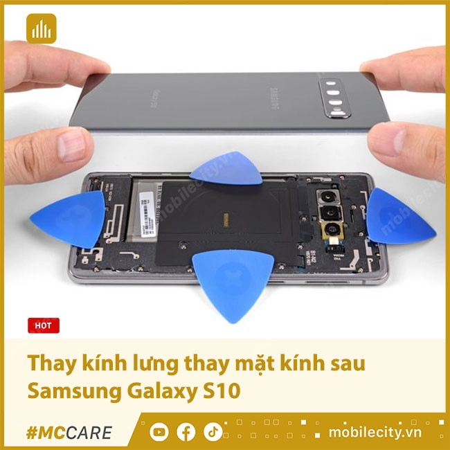 Thay mặt kính sau Samsung Galaxy S10 Chính hãng, giá rẻ tại Hà Nội, Đà Nẵng, Tp.HCM