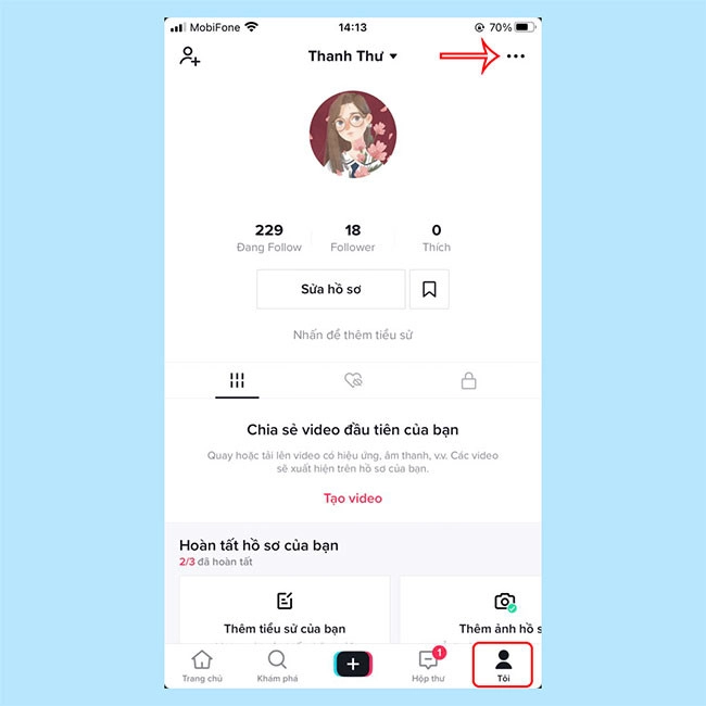 Để gắn link bạn cần vào TikTok của bạn