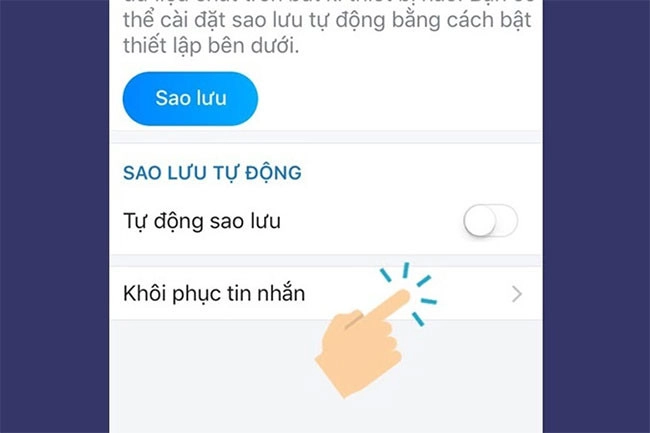 Bạn có thể chọn Tự động sao lưu để Zalo sao lưu tin nhắn của bạn mỗi ngày