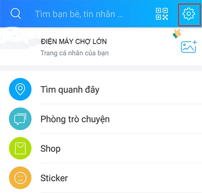 Chọn Cài đặt ở góc phải màn hình