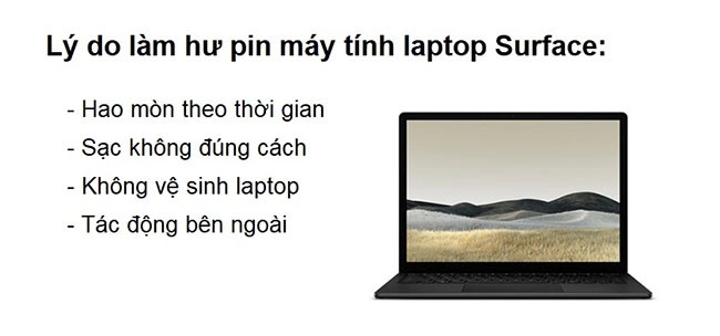 Nguyên nhân dẫn đến pin laptop Surface bị hỏng