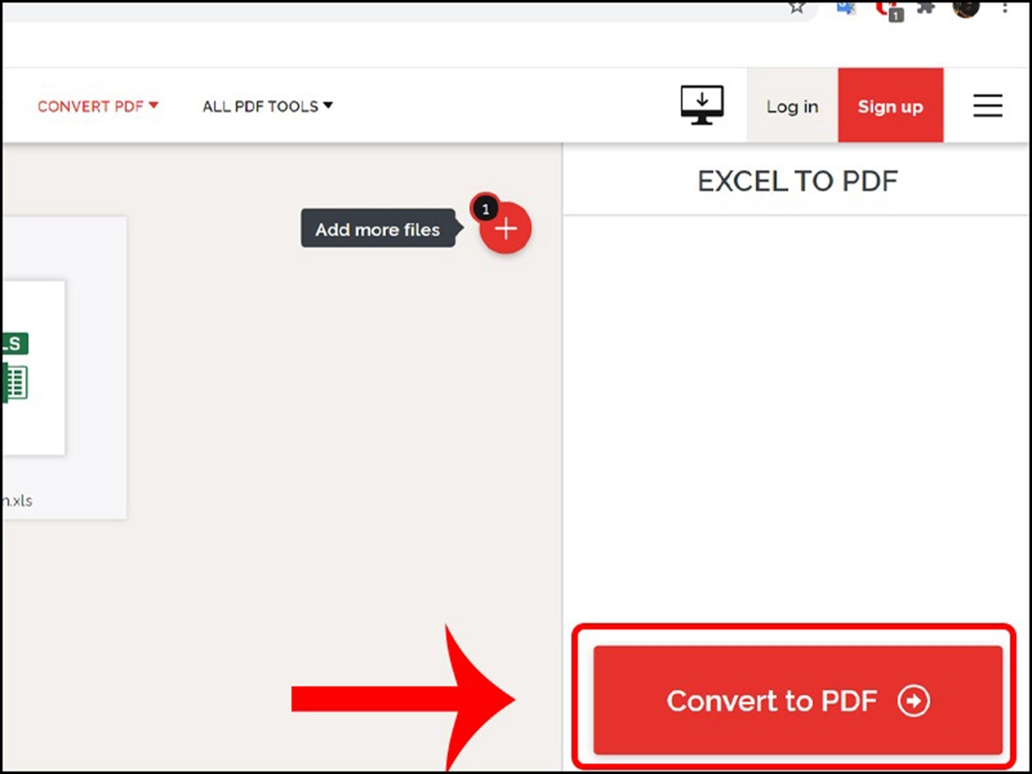 Nhấn Convert to PDF để tiến hành chuyển đổi