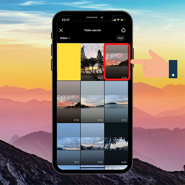 Bạn chọn video mình muốn đăng lên Instagram