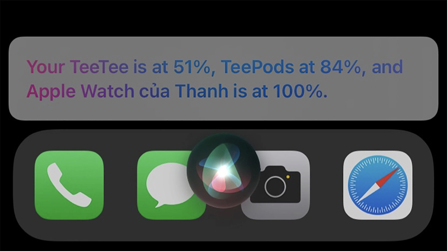 Sử dụng trợ lý ảo Siri để biết dung lượng pin cực nhanh chóng cho bạn