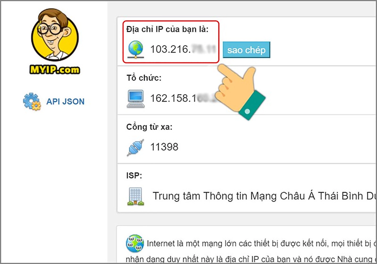 Trang web MYIP giúp bạn xem được địa chỉ IP công khai của mình ngay khi truy cập web