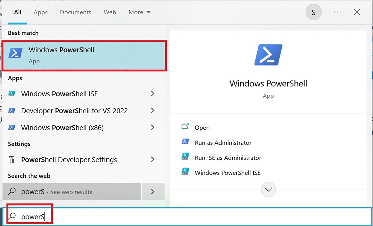 Bạn tìm Windows PowerShell trong thanh tìm kiếm