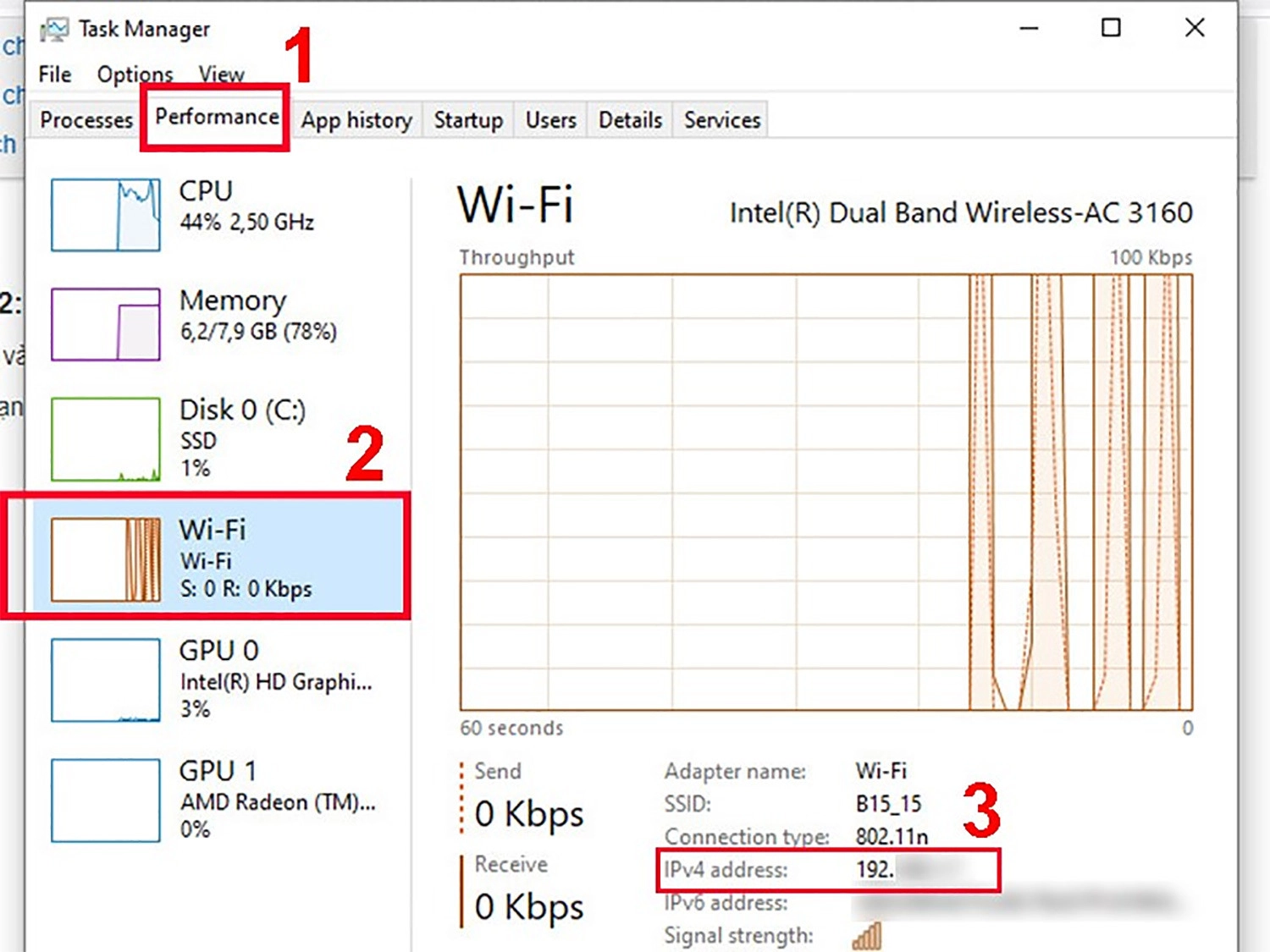 Bạn chọn Manager và chọn Wifi để nhìn thấy địa chỉ IP của bạn