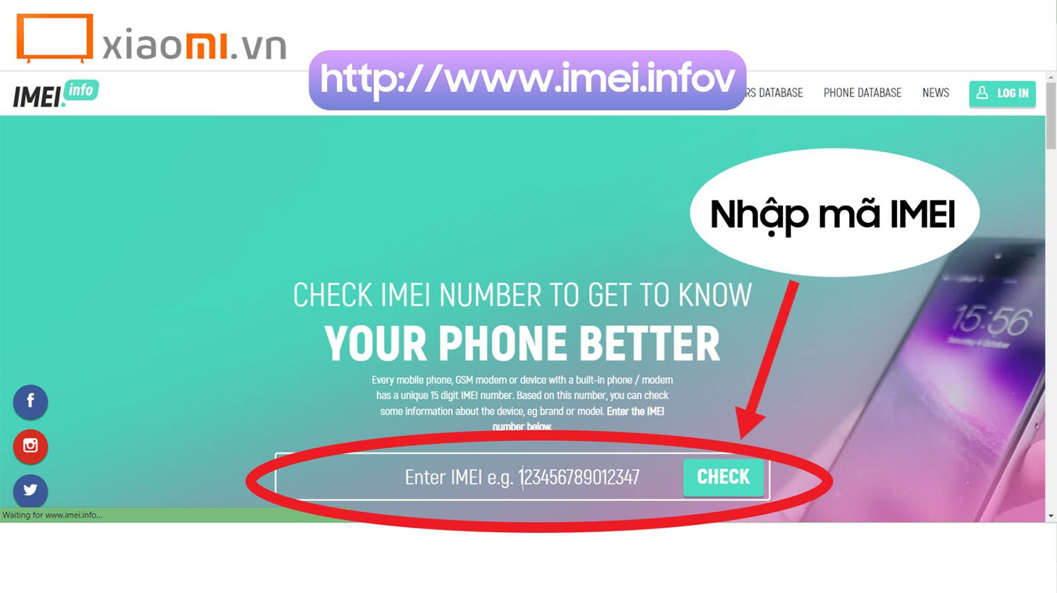 Bạn chỉ cần nhập mã IMEI vào khung Check và chọn Check để kiểm tra