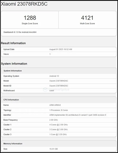 Redmi K60 Ultra lộ điểm Geekbench