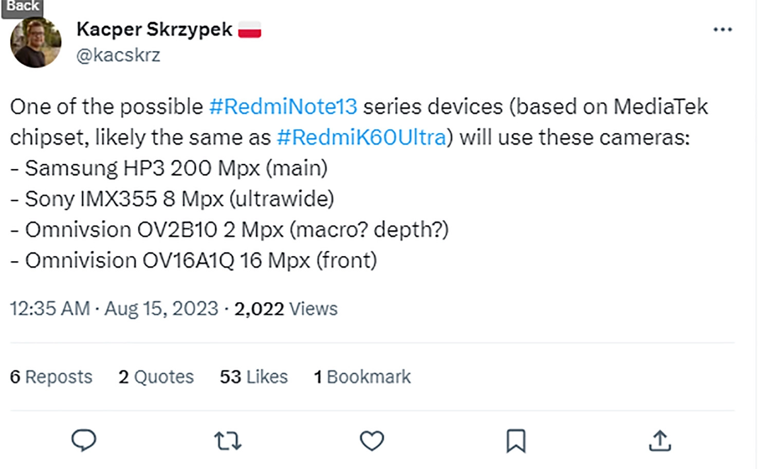 Rò rỉ mới nhất về Redmi Note 13 Series