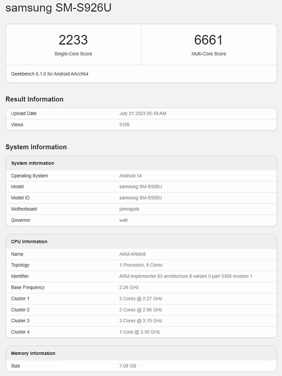 Điểm GeekBench của Snapdragon 8 Gen 3 phiên bản Galaxy