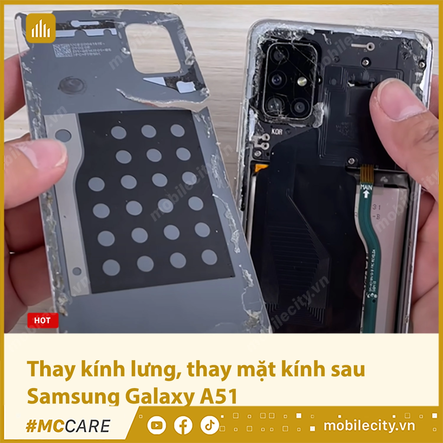 Thay kính lưng, thay mặt kính sau Samsung Galaxy A51