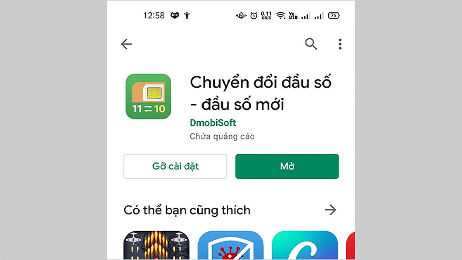 Bạn tải app Chuyển đổi đầu số - đầu số mới về thiết bị của bạn