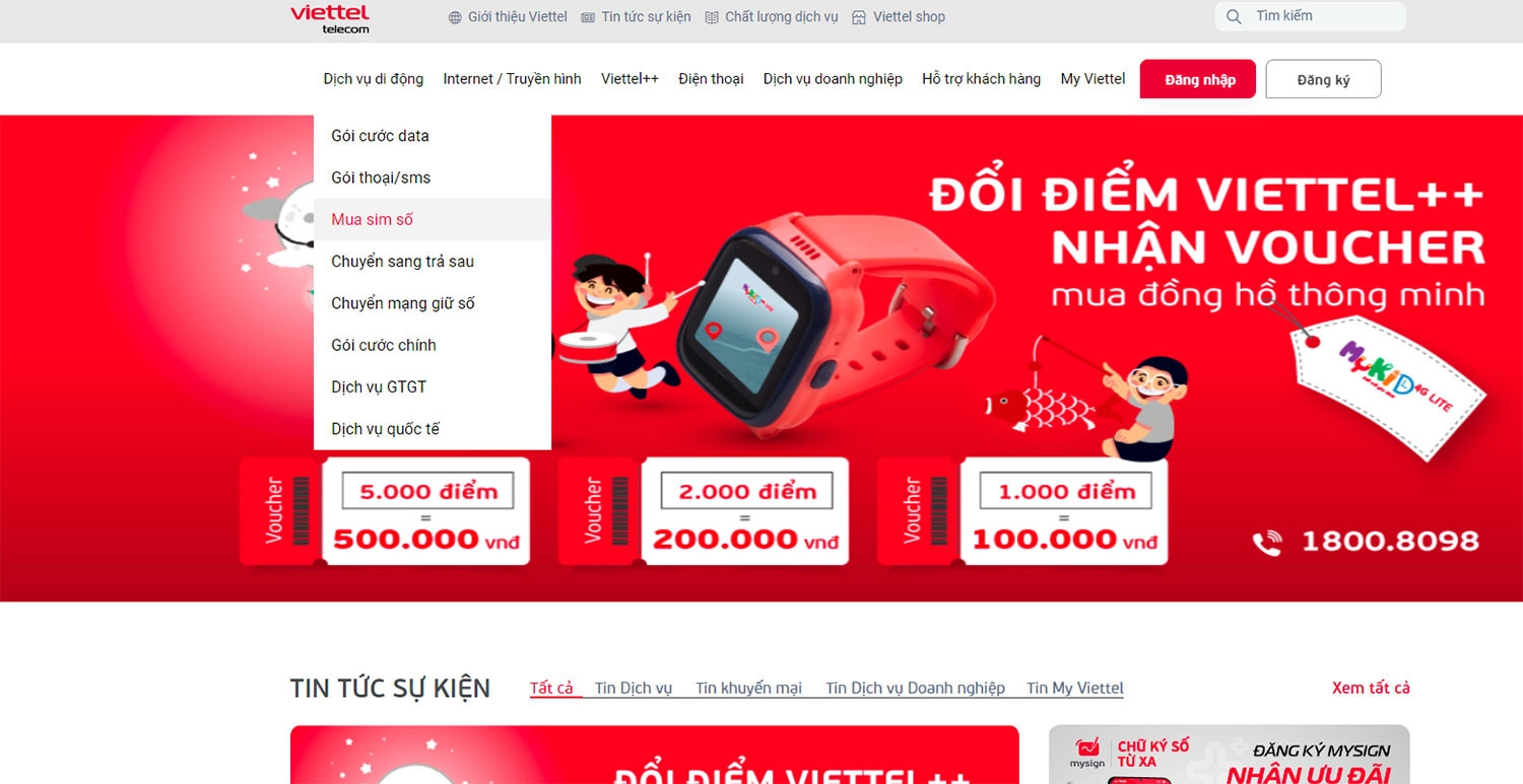 Bạn truy cập vào trang web Viettel Telecom và tìm dịch vụ SIM số để mua SIM nhé