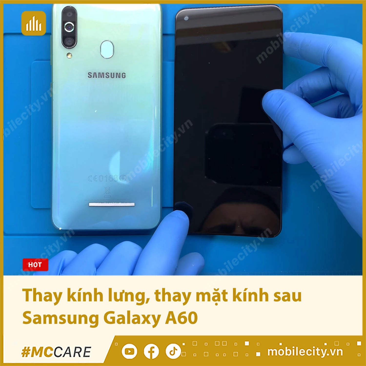 Thay kính lưng, thay mặt kính sau Samsung Galaxy A60