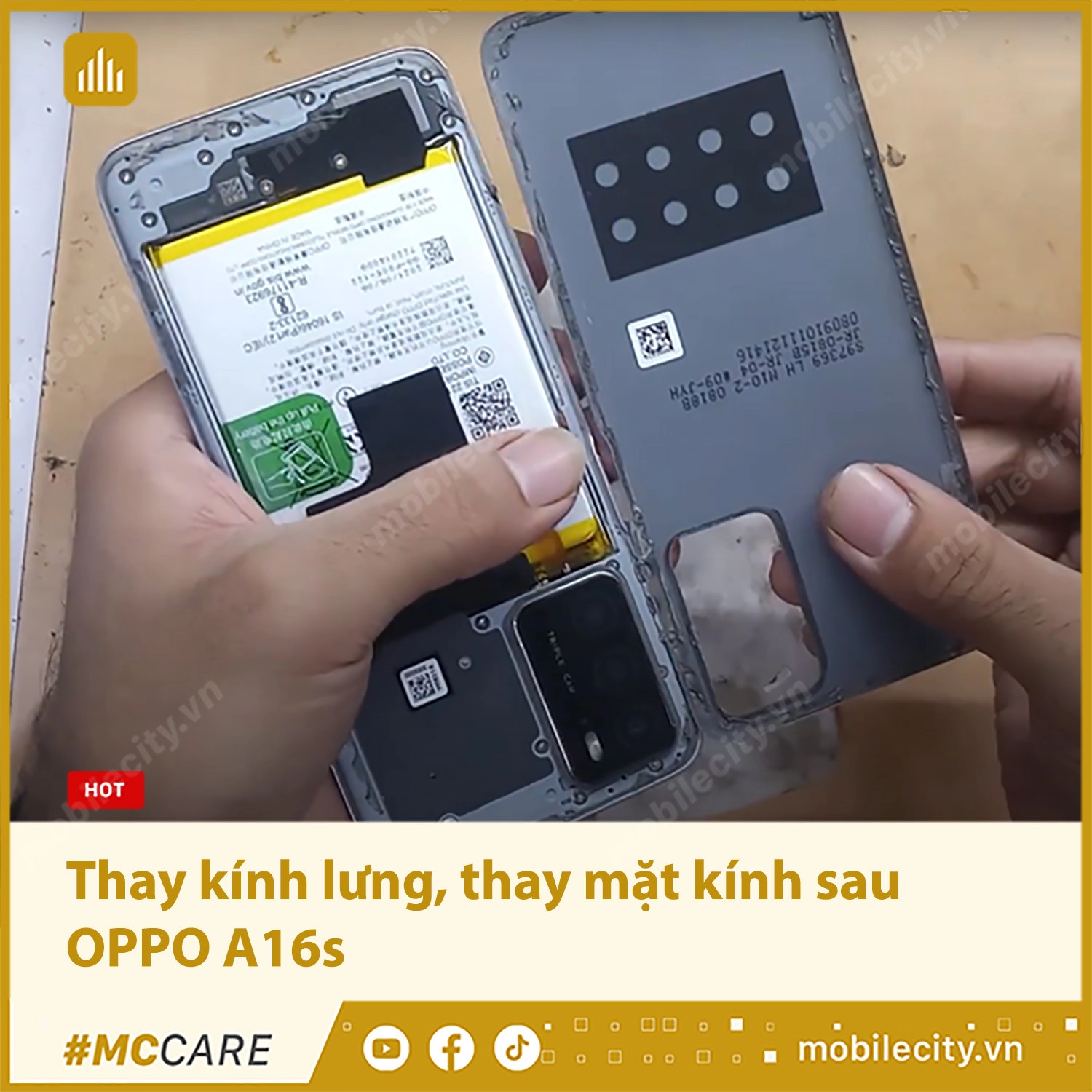 Thay kính lưng, thay mặt kính sau OPPO A16s