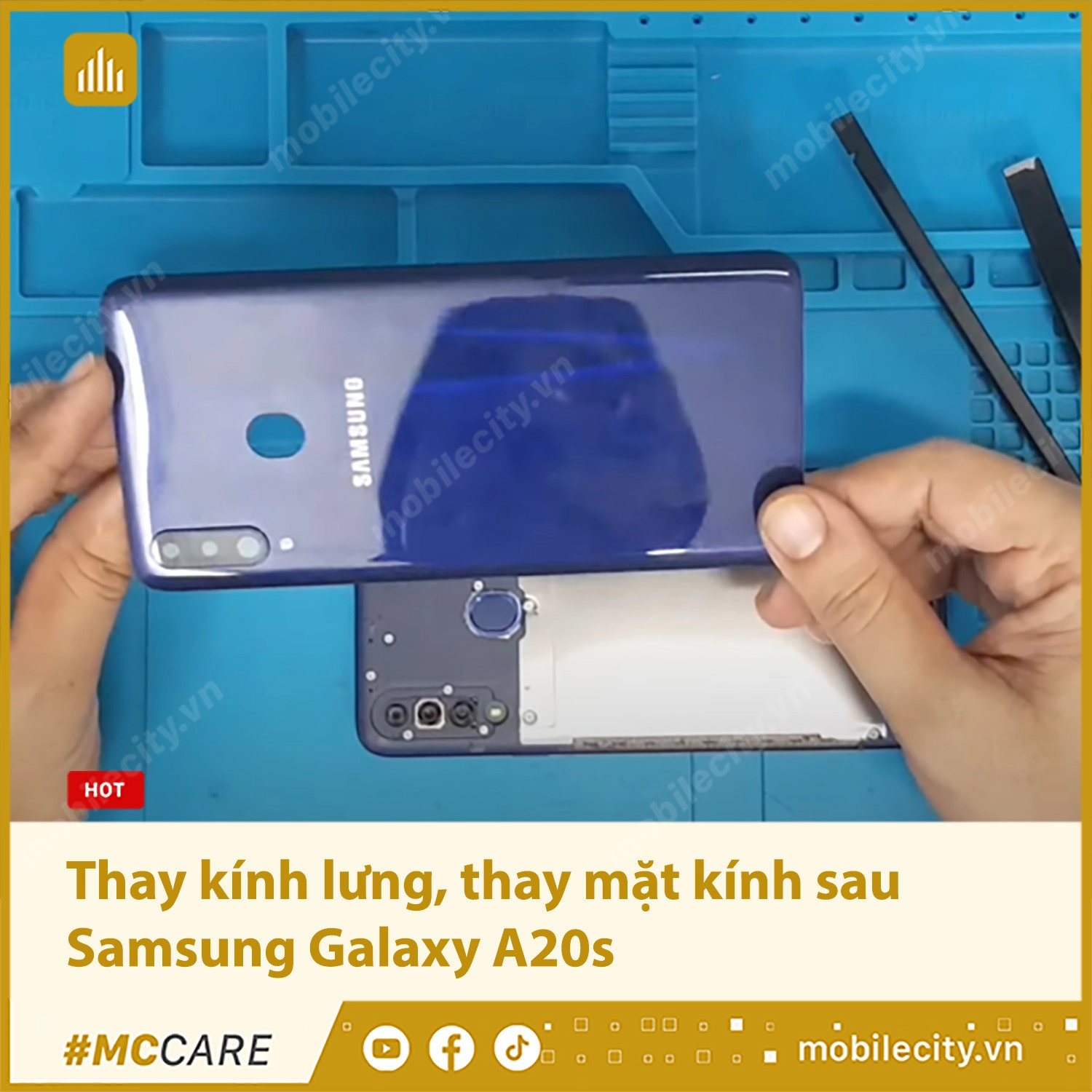 Thay kính lưng, thay mặt kính sau Samsung Galaxy A20s