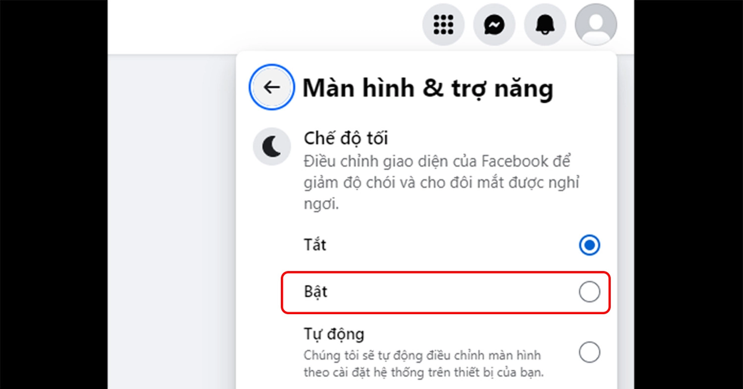 Tick vào Bật