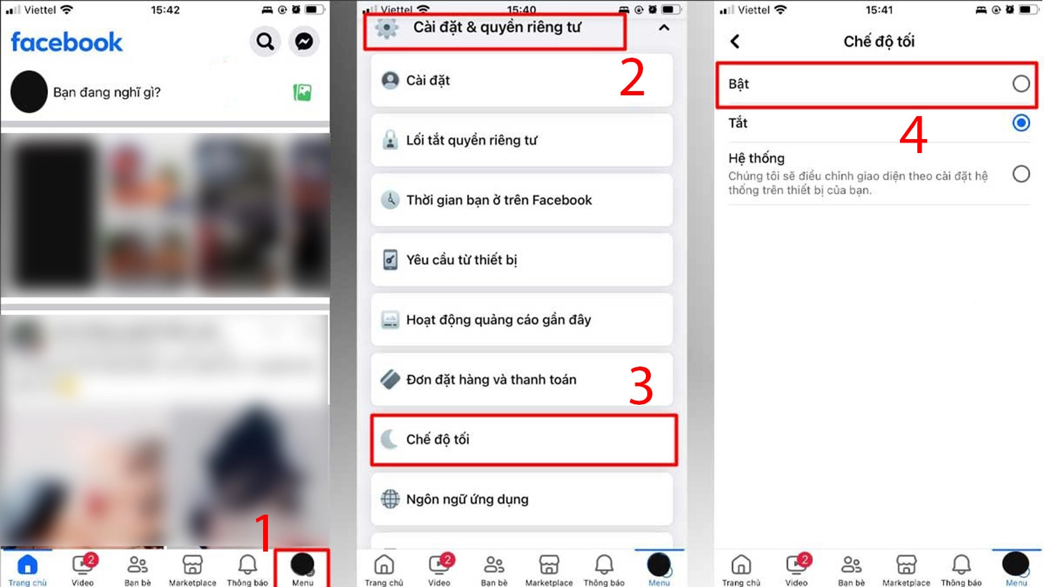 Bật chế độ Dark Mode Facebook trên điện thoại iOS