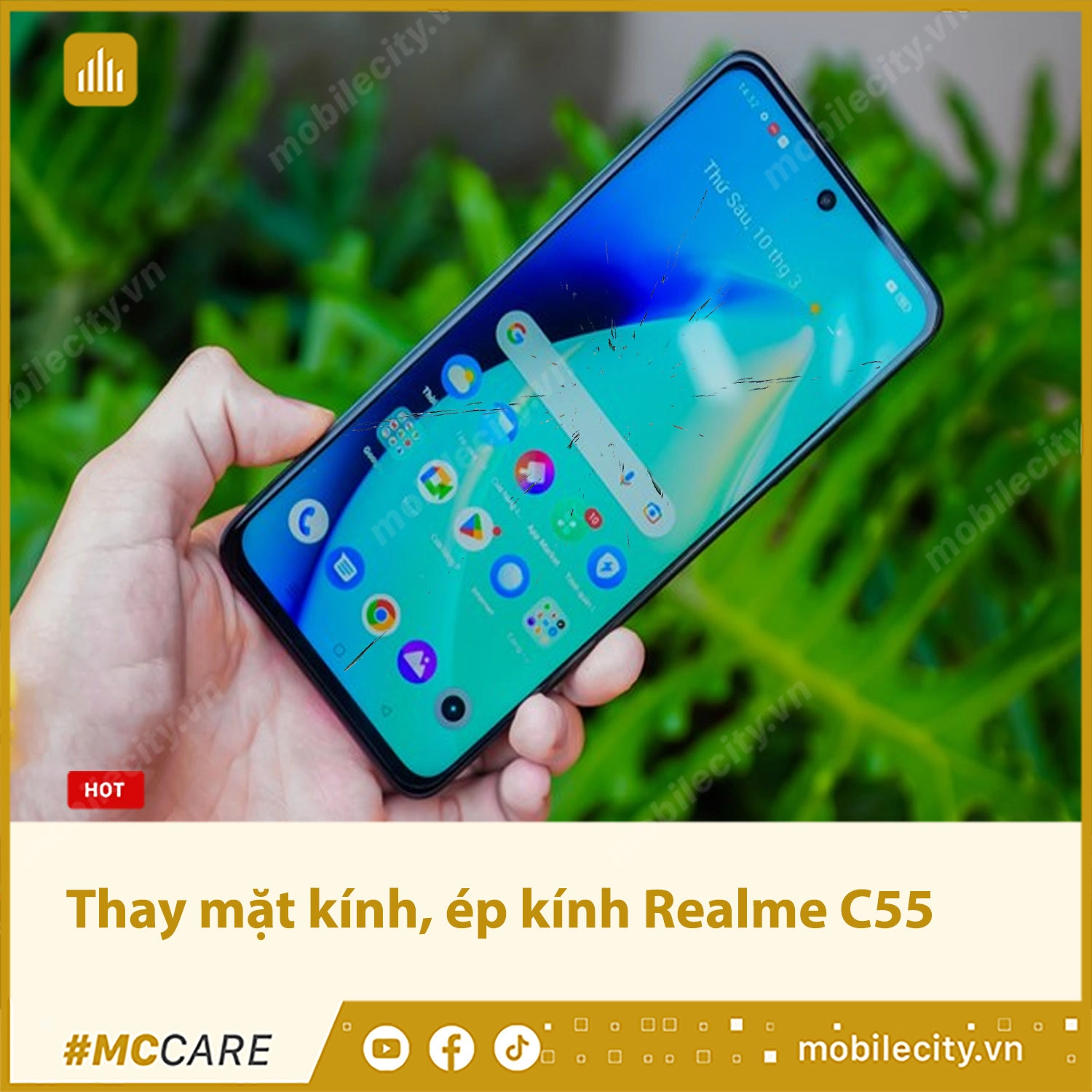 Thay mặt kính, ép kính Realme C55