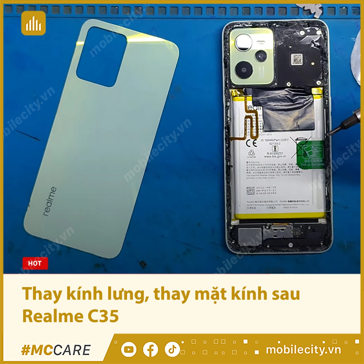 Thay kính lưng, thay mặt kính sau Realme C35