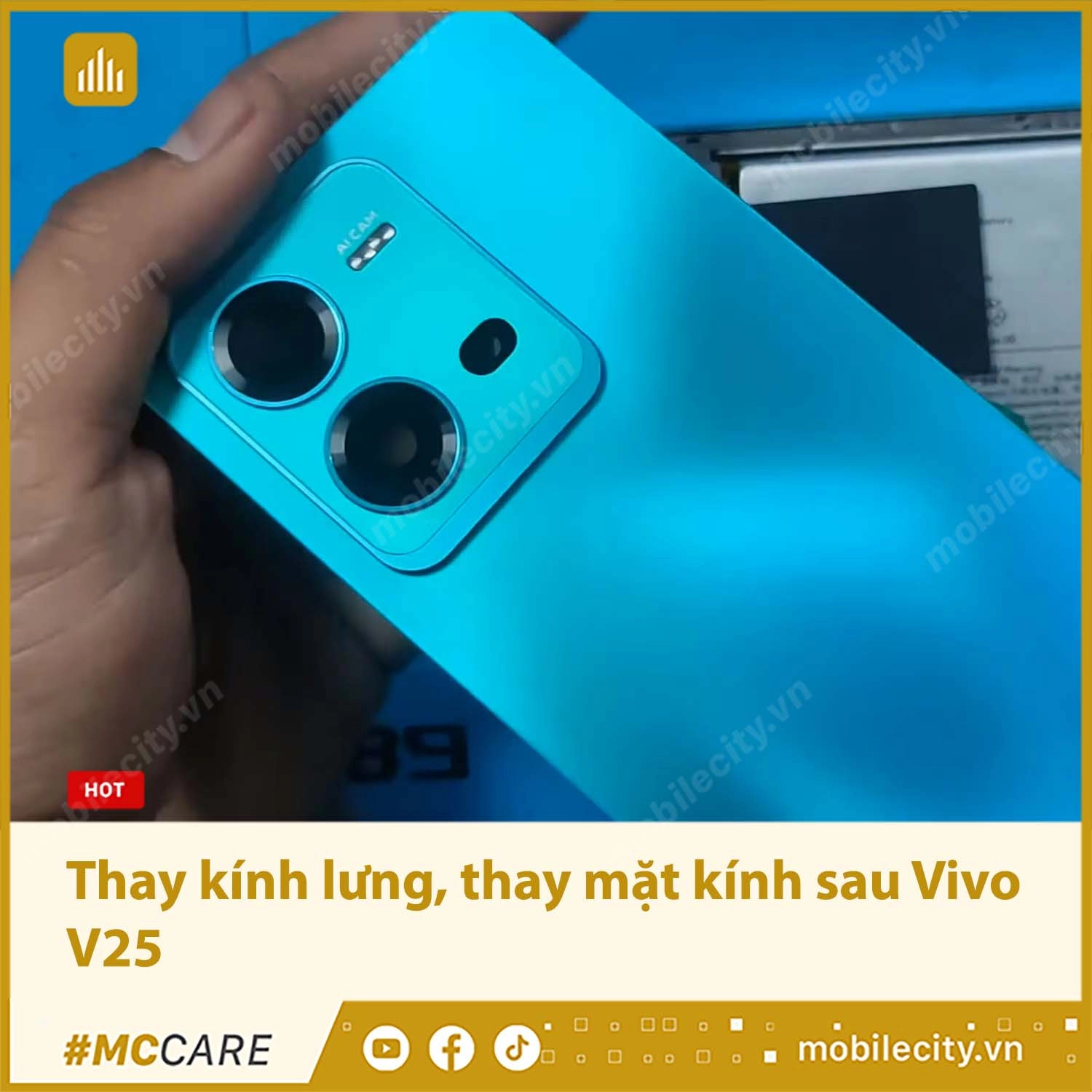 Bảng giá thay mặt kính sau Vivo V25 rẻ nhất tại Hà Nội, Đà Nẵng và Tp.HCM