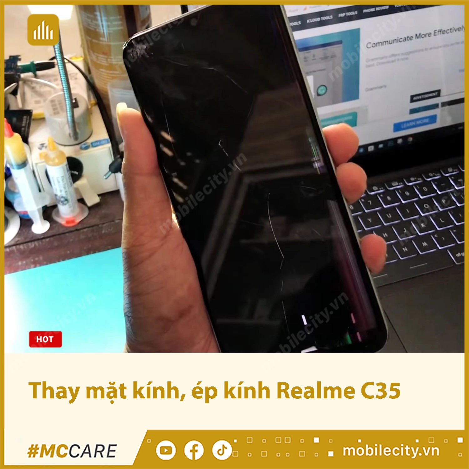 Thay mặt kính, ép kính Realme C35