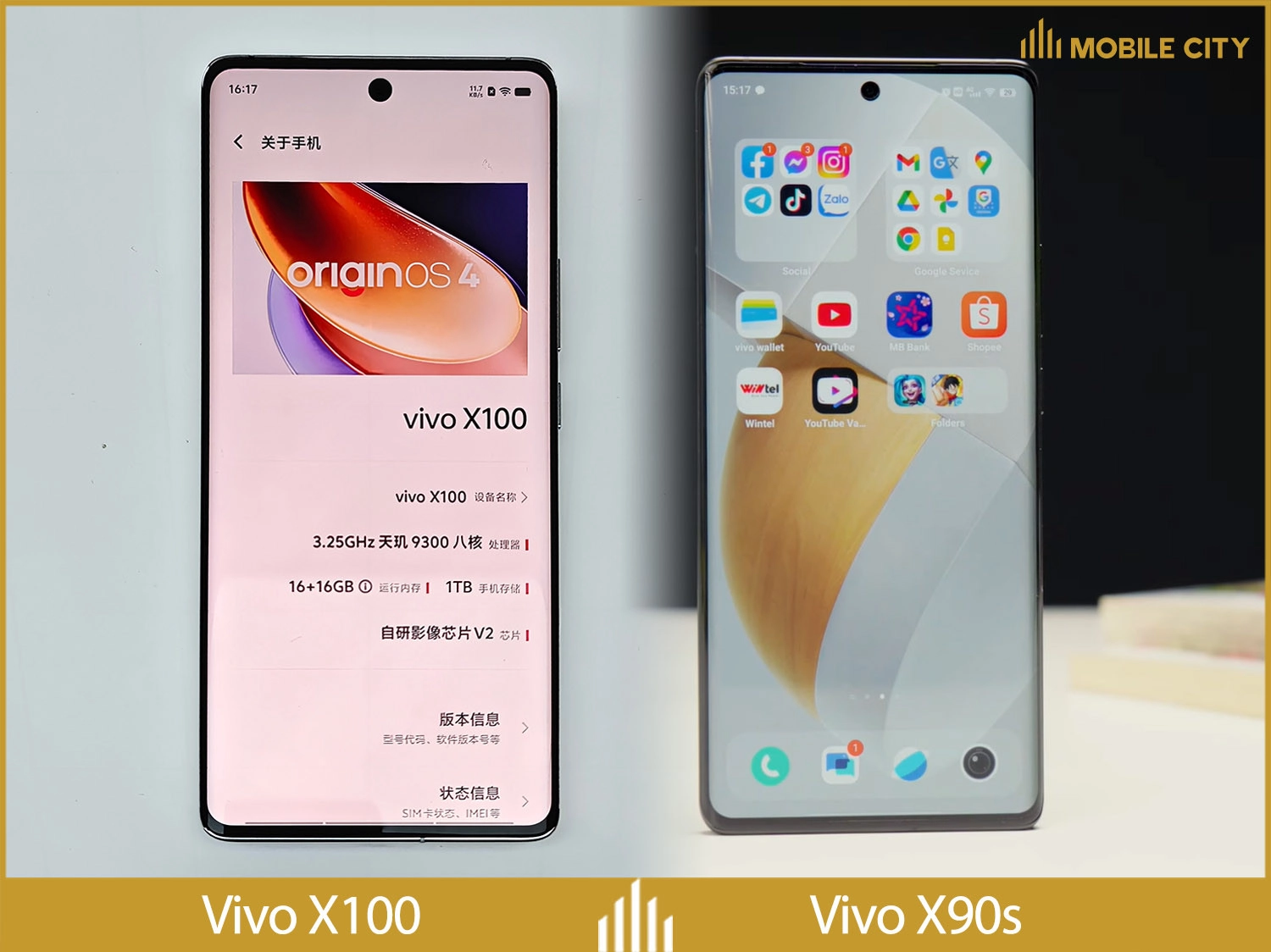 Mặt trước của Vivo X100 và Vivo X90s